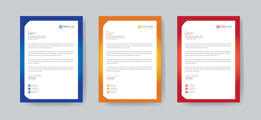 Abstract Letterhead Design Modern Business Letterhead in 3 Colorful Accents Design Template