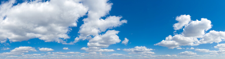 Panorama Blue sky and white clouds. Bfluffy cloud in the blue sky background
