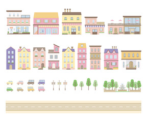 ヨーロッパ風の町並み　イラストセット