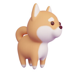 Cute Shibu Ina dog isolated on white background. 3d rendering