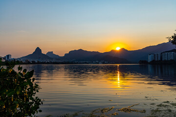 sunset over the lake