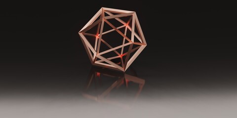 hexagon elegant structure lines black pink gold 3d illustration