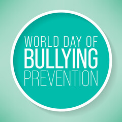 World day of Bullying prevention is observed every year in October, to focus and raise awareness on bullying. Vector illustration