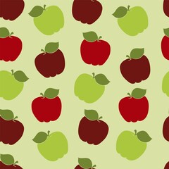 Red and green apples seamless pattern