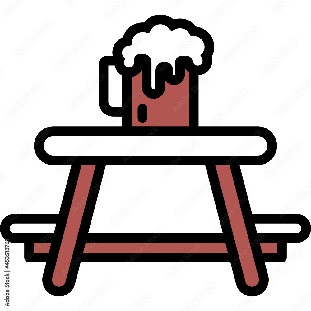 Sticker picnic table one color icon