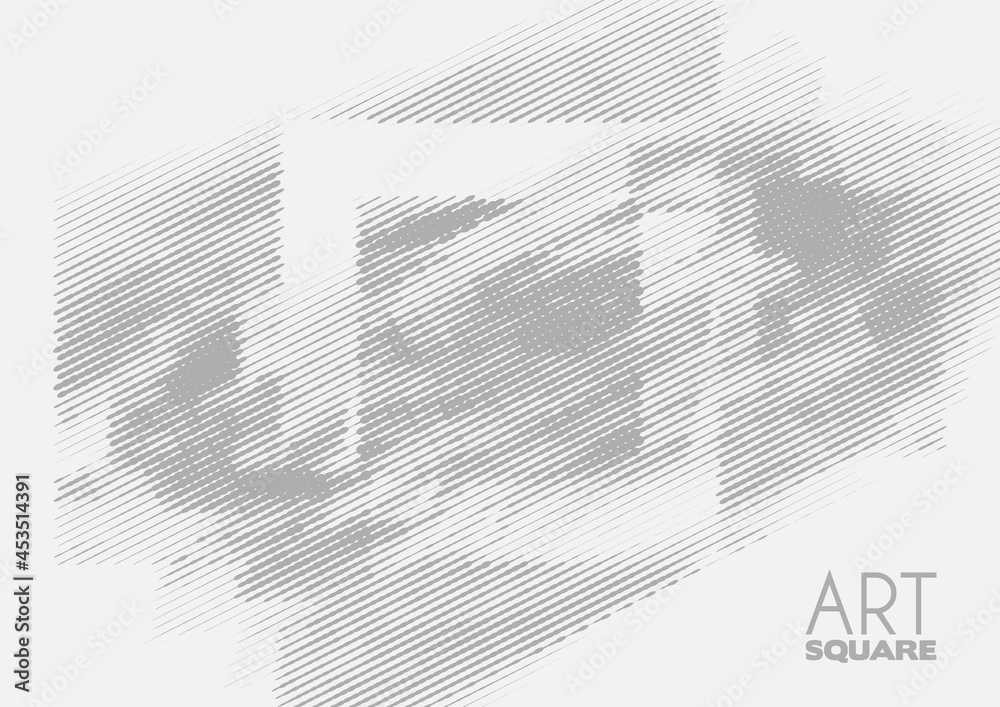Poster gray art square on a white. halftone vector pattern