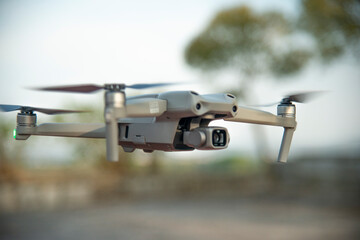 static drone flight in open field