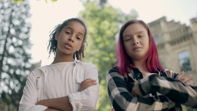 Two popular school girls bullying unpopular classmate pov, socializing problem