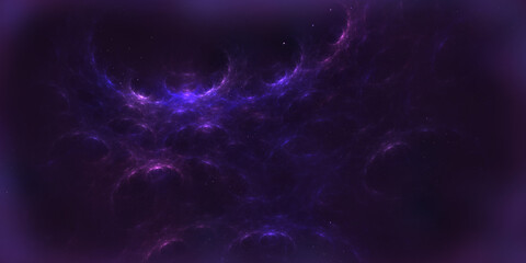 Digital fractal art. Open space background with black holes, nebula and stars, equirectangular projection, environment map, night star sky . HDRI spherical panorama. 3d illustration.