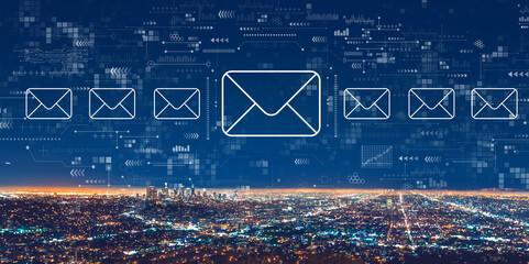 Email concept with downtown Los Angeles
