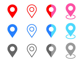 Geolocation vector icons set. Geolocate and navigation sign.