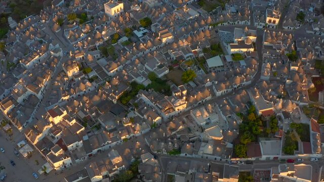 Aerial view of Alberobello. The country of trulli in Bari in Puglia