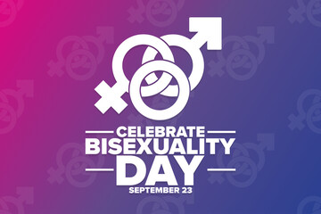 Celebrate Bisexuality Day. September 23. Holiday concept. Template for background, banner, card, poster with text inscription. Vector EPS10 illustration. - obrazy, fototapety, plakaty
