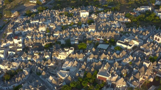 Aerial view of Alberobello. The country of trulli in Bari in Puglia