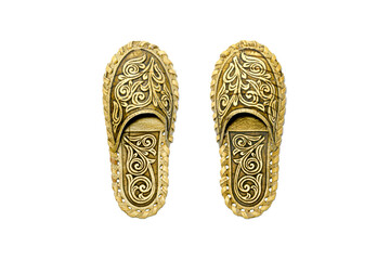 Slippers made of natural tree bark on white background