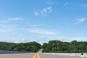 Driving on a highway in the middle of the road