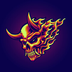 the flame skull illustration vector