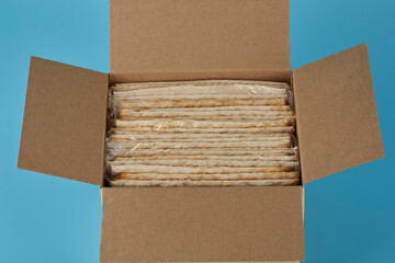 Package traditional Jewish Kosher matzo for the Passover holiday