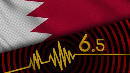 Bahrain Wavy Fabric Flag, 6.5 Earthquake, Breaking News, Disaster Concept, 3D Illustration