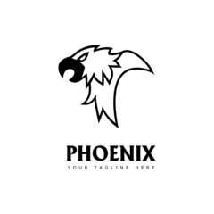 phoenix vector logo. eagle head logo with line style. minimalist and modern logo