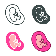 Baby in womb, unborn baby. Pregnant or Pregnancy sac illustration. Human Embryo Child, fetal. Prenatal development. Fetus icon. Vector illustration. Design on white background. EPS10