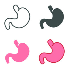 Human organ where food is digested. internal organ symbol in Digestive system anatomy. Inner Body part for medical infographic. Stomach icon. Vector illustration. Design on white background. EPS10