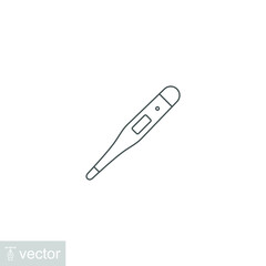 Obraz premium Digital medical thermometer for fever or body check temperature. Glass thermometer for health equipment, fever measuring. icon, temperature. Vector illustration. Design on white background. EPS10
