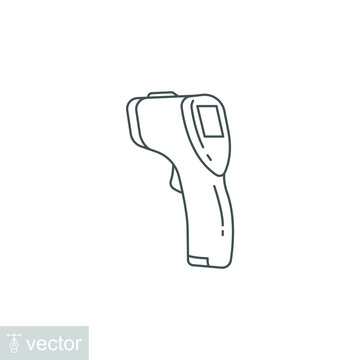 Contactless, infrared sensor thermometer for body temperature checking. Laser thermometer. thermogun icon, temperature, check, body, fever. Vector illustration. Design on white background. EPS10