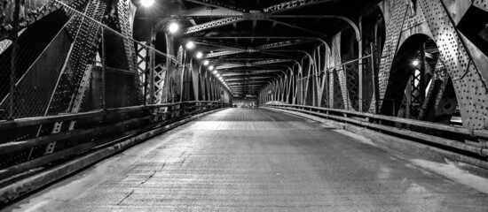 Vintage bridge and road in big city underground