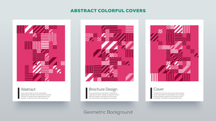 Abstract geometric design covers. Creative vector elements. Simple colorful posters. Trending style background.