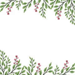 white background with pink wild plant border