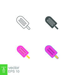 Tasty ice cream in popsicle with strawberry flavor. Freshness Sweet dessert food. Ice cream stick symbol summer, tropical vacation icon. Vector illustration. design on white background, EPS10