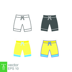 Men Beach shorts for swimming. Summertime Vacation. Swimming trunks, Surfing pants for shops app and stores symbol concept line Beach short icon. Vector illustration. Design on white background EPS10