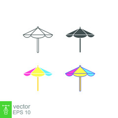 Summer Beach umbrella, Sun protective colorful umbrella symbol of a holiday in sea for infographic, website or app. parasol, relax, vacation, icon. Vector illustration Design on white background EPS10