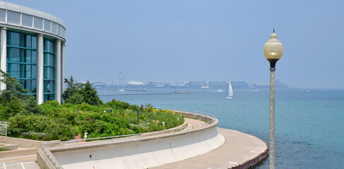 Fototapeta premium Shoreline walking path along the water