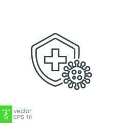 Immune from flu germ icon. Stop bacteria and viruses prohibition sign. Antibacterial defence. virus protection. coronavirus Immune system concept Vector illustration design on white background. EPS10