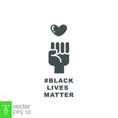 Hand symbol for black lives matter protest in USA to stop violence to black people in U.S. America. Fight for human right Simple pictogram,stroke Vector illustration. Design on white background. EPS10