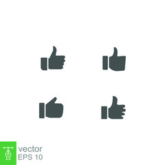 Obraz premium hand thumb, like, solid icon set. Thumbs gesture for give vote, positive feedback, approval, appreciate symbol, Good confirm sign in social media. Vector illustration Design on white background. EPS10