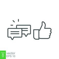 likes with comment icon solid symbol. Approve symbol in dialog forum community. social media equipment sign for give positive feedback and like. Vector illustration. Design on white background. EPS10