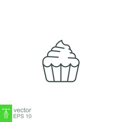 cupcake icon solid. Fresh Bakery cream cake silhouette can be use for restaurant, bread and pastry shop. Sweet Confectionery, Muffin snack. Vector illustration. Design on white background. EPS10