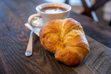 Croissant Served with Hot Chocolate