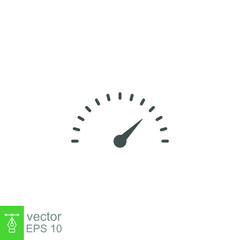Speedometer icon solid, logo Dashboard indicator, tachometer, speed measurement, accelerate equipment. Modern style web page, app symbol. Vector illustration. Design on white background. EPS 10
