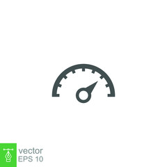 Speedometer icon solid. Performance indicator, tachometer accelerate movement. speed race progress. slow and fast car power level. Vector illustration. Design on white background. EPS 10