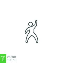 Dancer dancing icon. Human figure Thin line black dancing motion. Gymnastics Activities for Icon Health and Fitness Community. Sport Symbol. line Vector illustration Design on white background. EPS 10