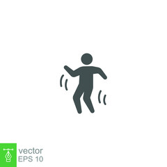 Dancer dancing icon solid. Human figure in dance pose. Energetic person in street walking, annoyed man, trendy flat from activities collection. Vector illustration. Design on white background. EPS 10