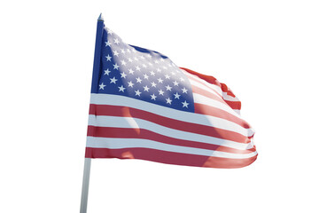 Waving flag of USA isolated on white background