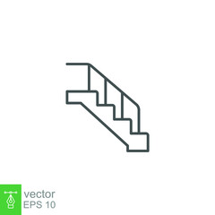 Up the ladder line style stairs icon. Trendy modern flat linear. Stairway, escalator, walkway. Stair caution. Single Vector illustration. Design on white background. EPS 10