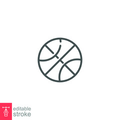 Basket Ball sport icon. Sport league equipment. basketball style, silhouette pictogram. Suitable for website design logo app. Editable stroke Vector illustration. Design on white background. EPS 10