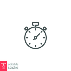Timer, stopwatch, sport icon. countdown measurement. Second and minute counting. Line style pictogram logo for app and website. Editable stroke. Vector illustration. Design on white background EPS 10