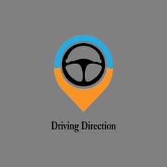 Steering Wheel Map Location Navigation Logo Design